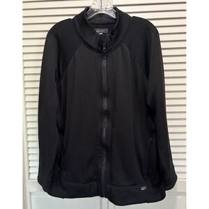 Koi Lite Black Zip Up Jacket Size Medium Medical Sherpa‎ Lining Logo Pockets